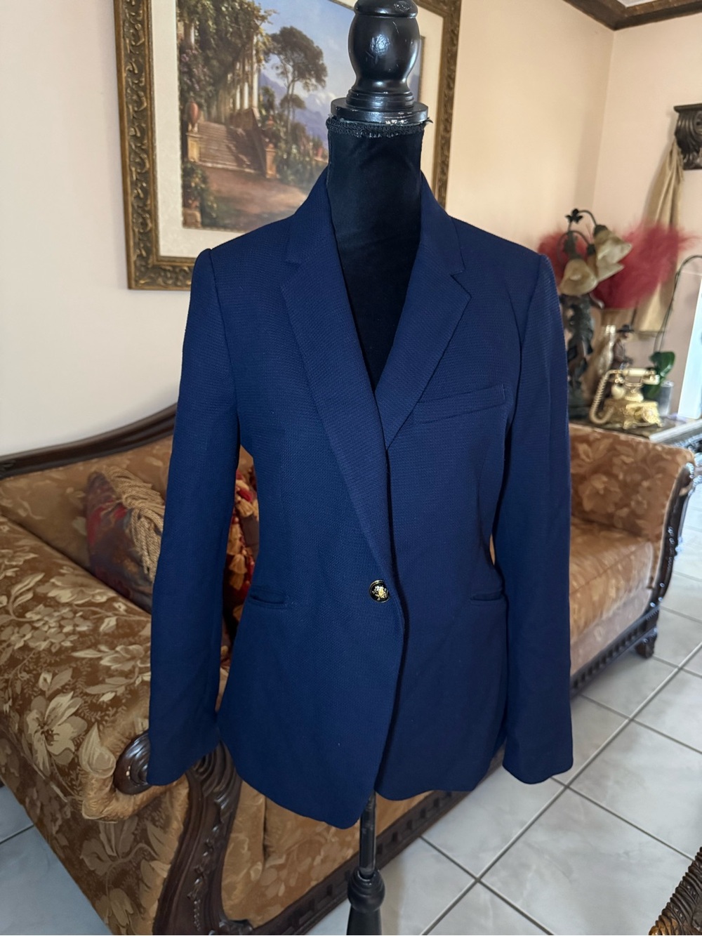 Zara Women's Navy Single-Button Blazer